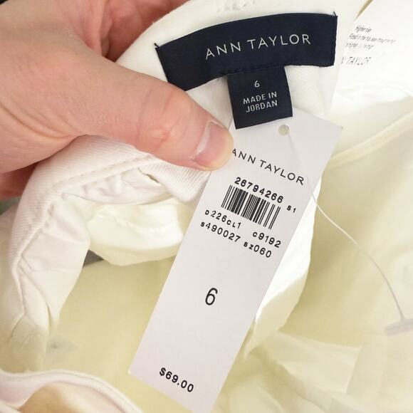 NWT Ann Taylor White The Tie Waist Marina Short Women's Size 6 Tie Belt Pockets - Picture 4 of 6